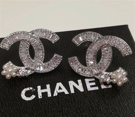 chanel logo diamond earrings price|authentic chanel logo earrings.